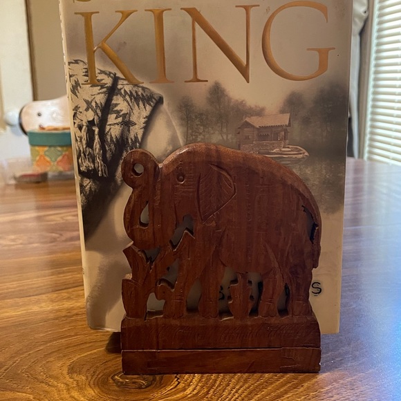 Vintage Carved Sliding Bookends Elephants Adjustable Bohemian - Picture 7 of 12